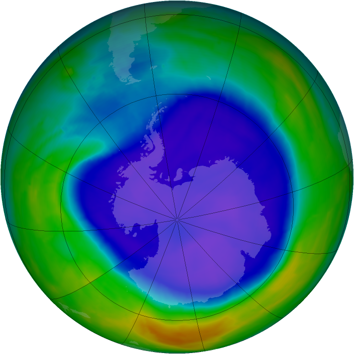 Antarctic ozone map for 21 September 2008